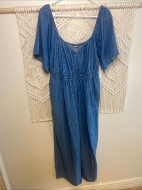 Old Navy Medium Blue Denim jumper with Smocked Waist